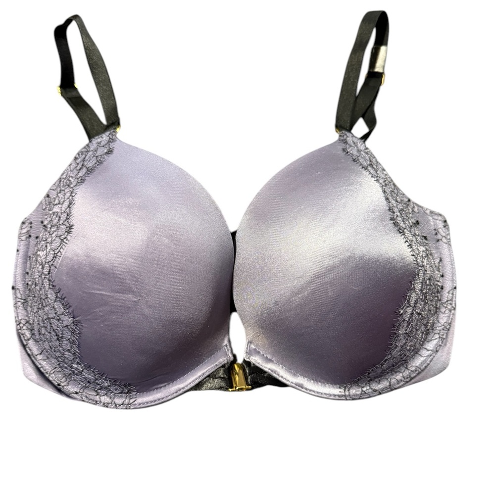 Victoria's Secret Very Sexy Push-Up Gray Lace Trim Bra with Adjustable Straps